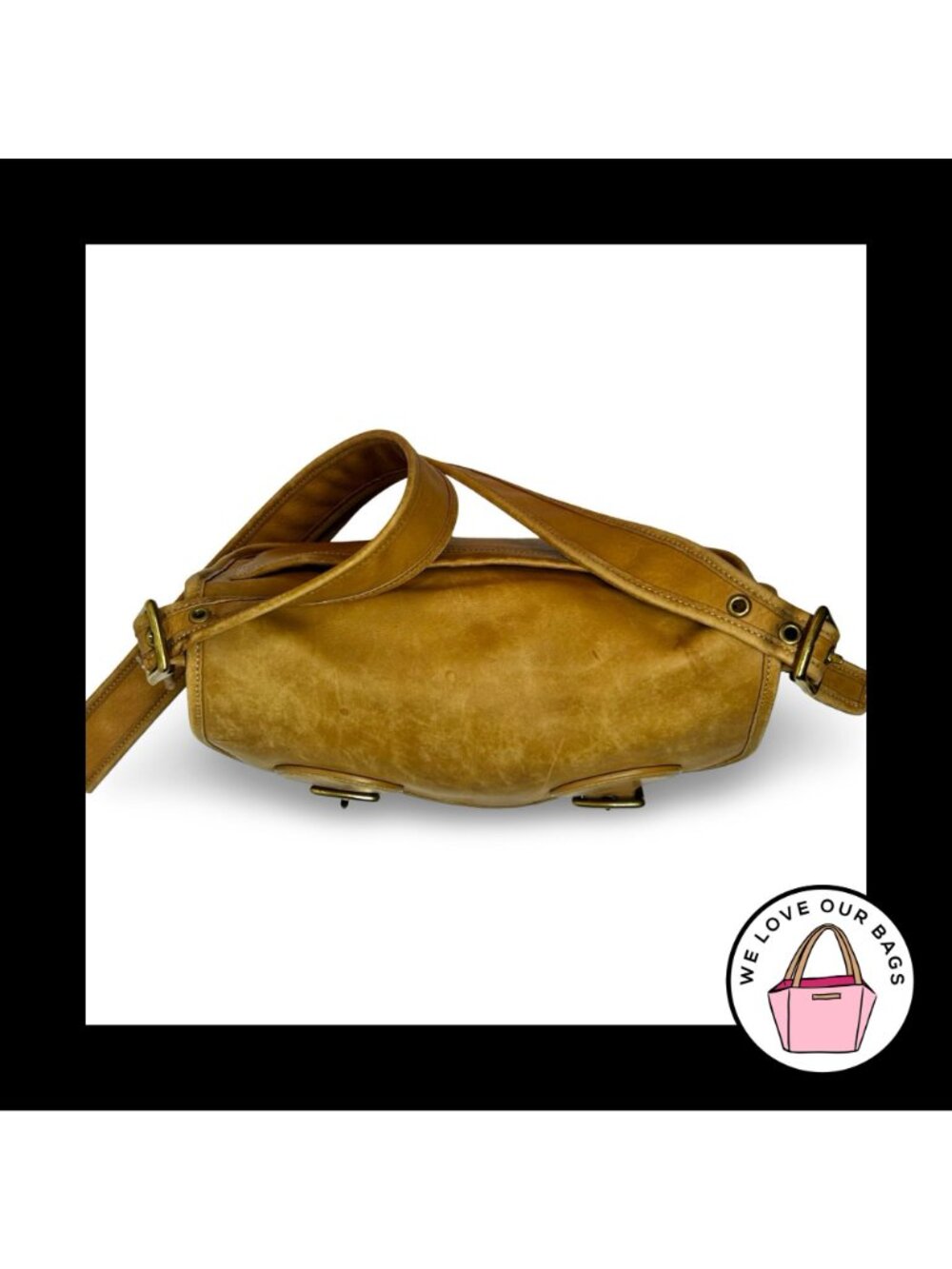 Vintage COACH LEGACY SADDLE FIELD Bag Camel Brown Glovetanned Leather Small 9128 - Picture 6 of 8
